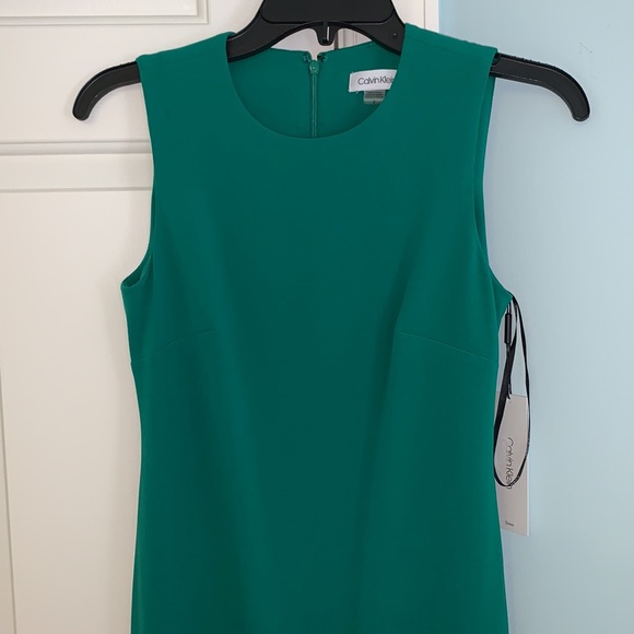 Green Calvin Klein Flounce Flow Midi Sheath Dress - Picture 5 of 6